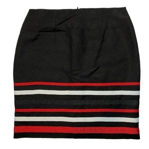 Intriguing Threads Red White Black Striped Bottom Pencil Skirt Size 4